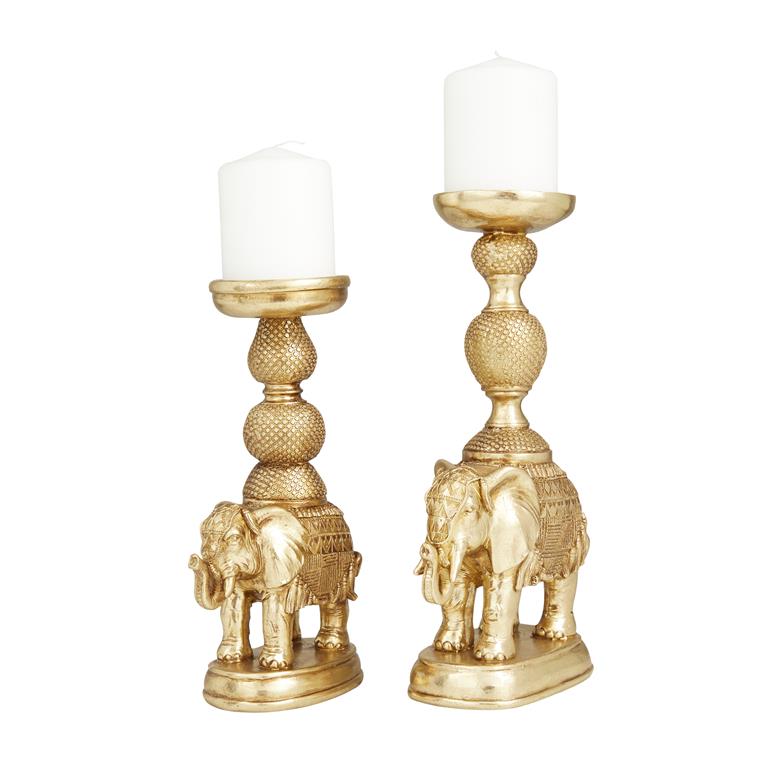 Elephant Candle Holder Set (Gold)