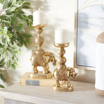 Load image into Gallery viewer, Elephant Candle Holder Set (Gold)
