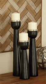 Load image into Gallery viewer, Mango Wood Candle Holder Set (Black)
