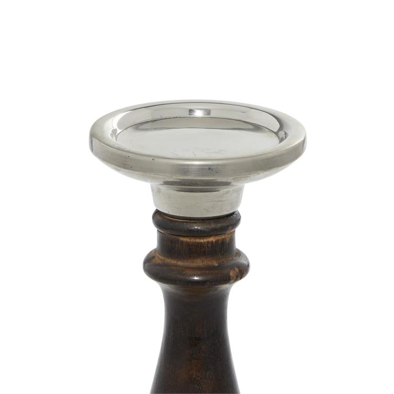 Mango Wood Candle Holder Set (Dark Brown)