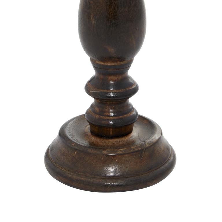 Mango Wood Candle Holder Set (Dark Brown)