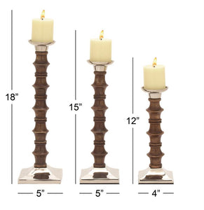 Mango Wood Candle Holder Set (Brown)