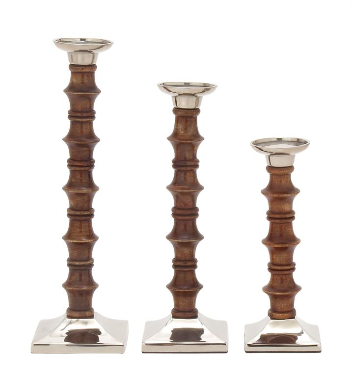 Mango Wood Candle Holder Set (Brown)