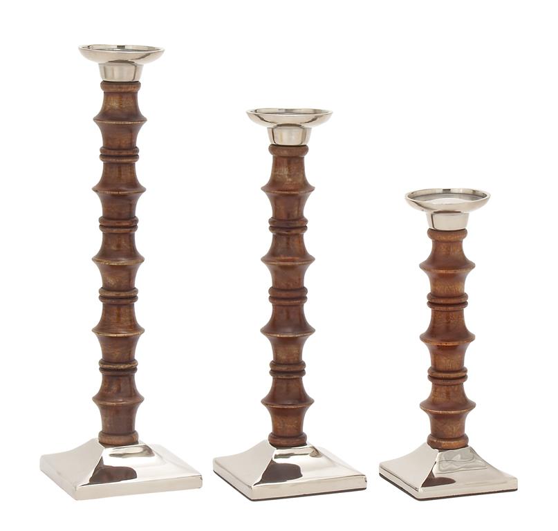 Mango Wood Candle Holder Set (Brown)