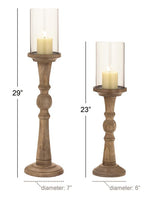 Load image into Gallery viewer, Mango Wood Hurricane Candle Holder Set
