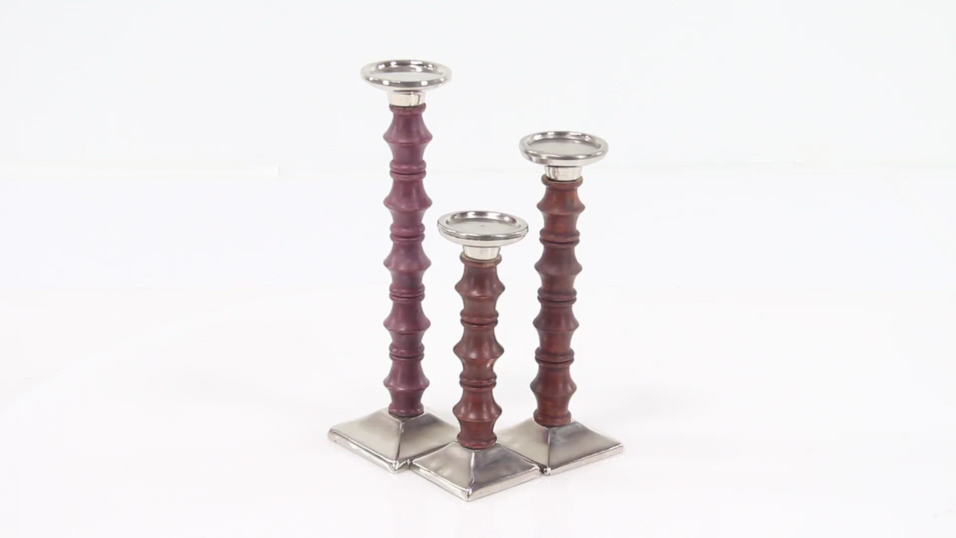 Mango Wood Candle Holder Set (Brown)